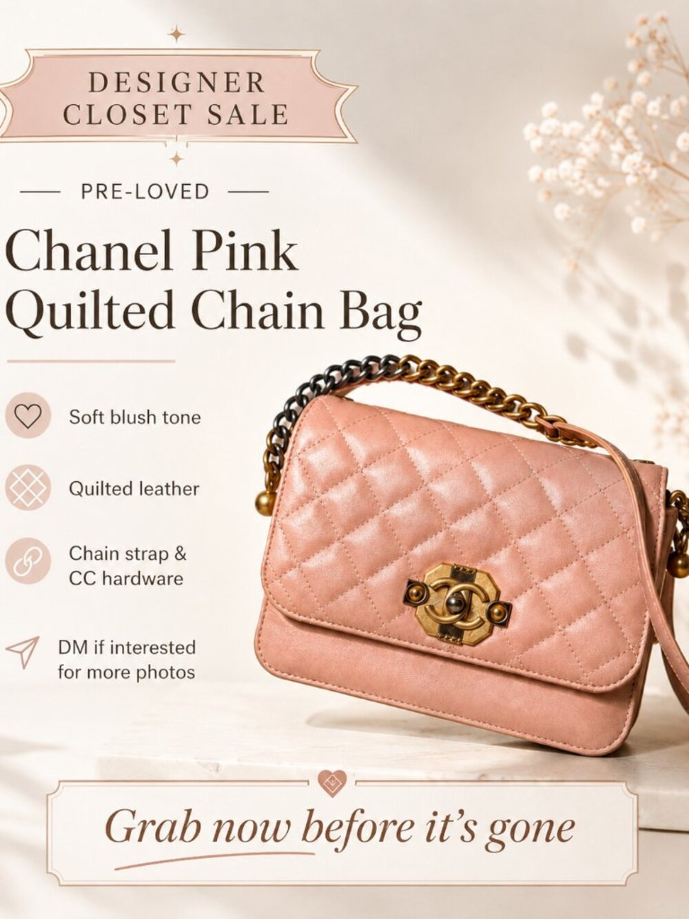Chanel Pink Quilted Chain Bag